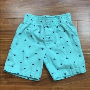 3/$25 Alex & Jack Little Boys Turquoise Navy Sailboat Elastic Waist Shorts 2T